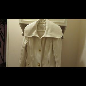 White Guess Coat with gold detailing